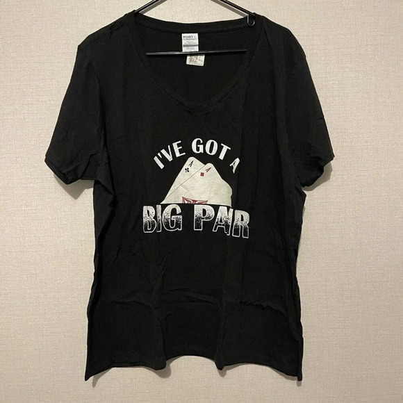 NEW I’ve Got A Big Pair V-Neck T-Short Women’s XXL Card Gambling Shirt Black - Picture 2 of 7
